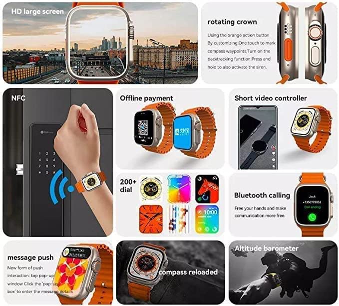 T800 Ultra Smart Watch Series 8 with LCD Full Touch Screen